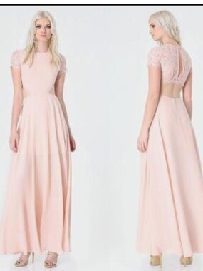 Bebe Blush Pink Lace Open Back Cutout Maxi Dress Women’s Size 2 Formal Gown